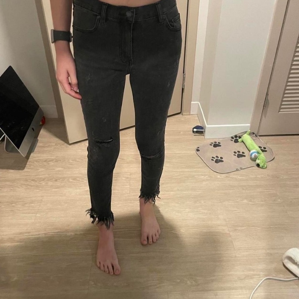 Free People Low Rise Distressed Black Skinny Jeans